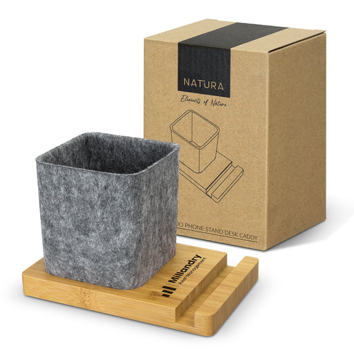 Bamboo Phone Stand Desk Caddy - Custom Promotional Product