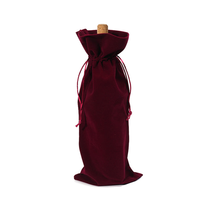 Drawstring Velvet Wine Bottle Bag - Custom Promotional Product