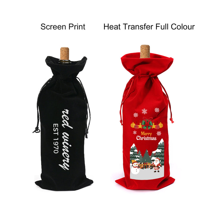 Drawstring Velvet Wine Bottle Bag - Custom Promotional Product