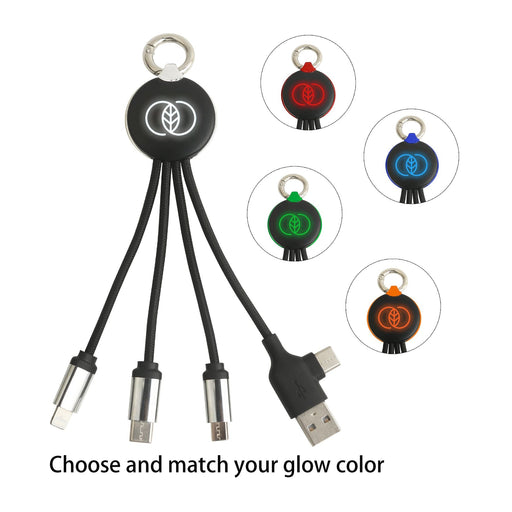 Round Shaped Light Up Multi Charging Cable - Custom Promotional Product
