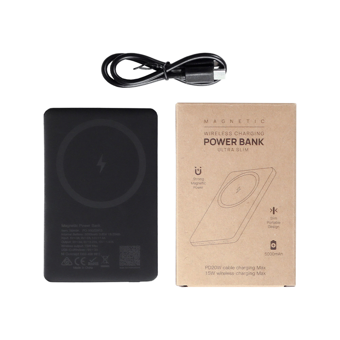 Slim Metal Magnetic Power Bank 5000 mAh - Custom Promotional Product