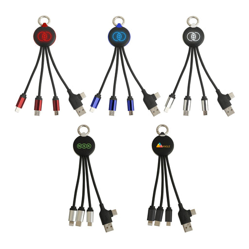 Round Shaped Light Up Multi Charging Cable - Custom Promotional Product