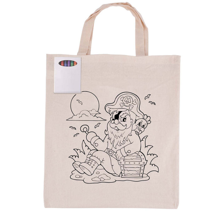 Colouring Short Handle Calico Bag & Crayons