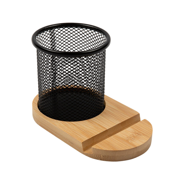 Bamboo Pen Tidy Phone Stand - Custom Promotional Product