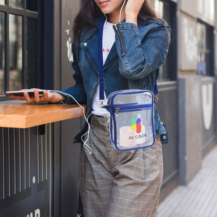 Clear Tote Bag with Zipper Closure Crossbody - Custom Promotional Product